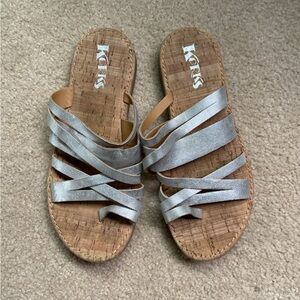 Korks metallic silver sandal